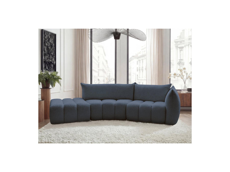 Azra - 4 Seater Curved Fixed Sofa - Bouclette Fabric - Right Angle