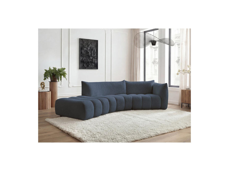 Azra - 4 Seater Curved Fixed Sofa - Bouclette Fabric - Right Angle