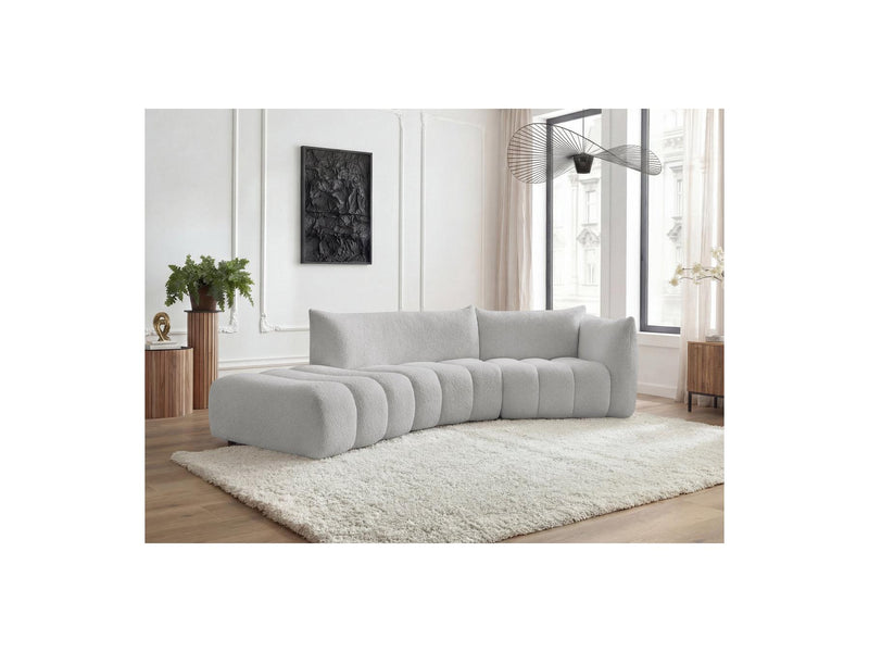 Azra - 4 Seater Curved Fixed Sofa - Bouclette Fabric - Right Angle