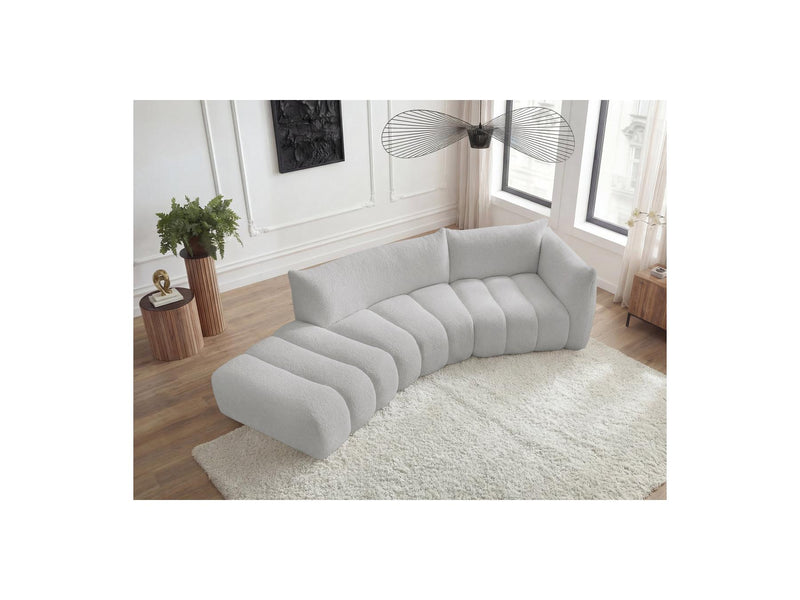 Azra - 4 Seater Curved Fixed Sofa - Bouclette Fabric - Right Angle