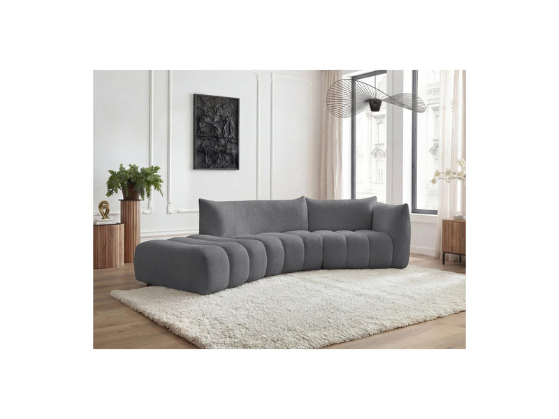 Azra - 4 Seater Curved Fixed Sofa - Bouclette Fabric - Right Angle