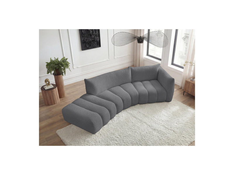 Azra - 4 Seater Curved Fixed Sofa - Bouclette Fabric - Right Angle