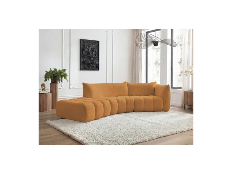 Azra - 4 Seater Curved Fixed Sofa - Bouclette Fabric - Right Angle