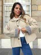Chaqueta con capucha extraíble Garance beige