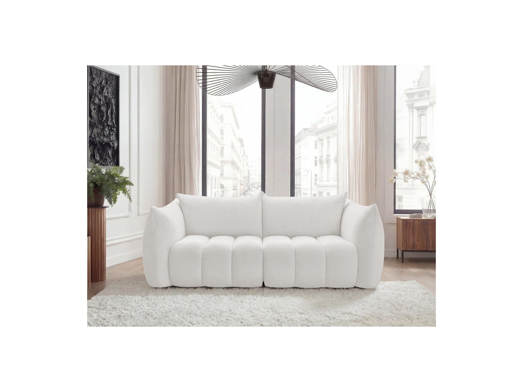 Azra - Fixed Straight 3-Seater Sofa - Bouclé Fabric