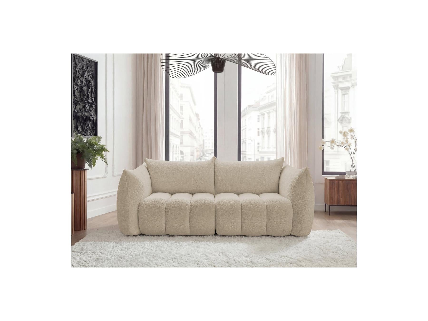 Azra - Fixed Straight 3-Seater Sofa - Bouclé Fabric