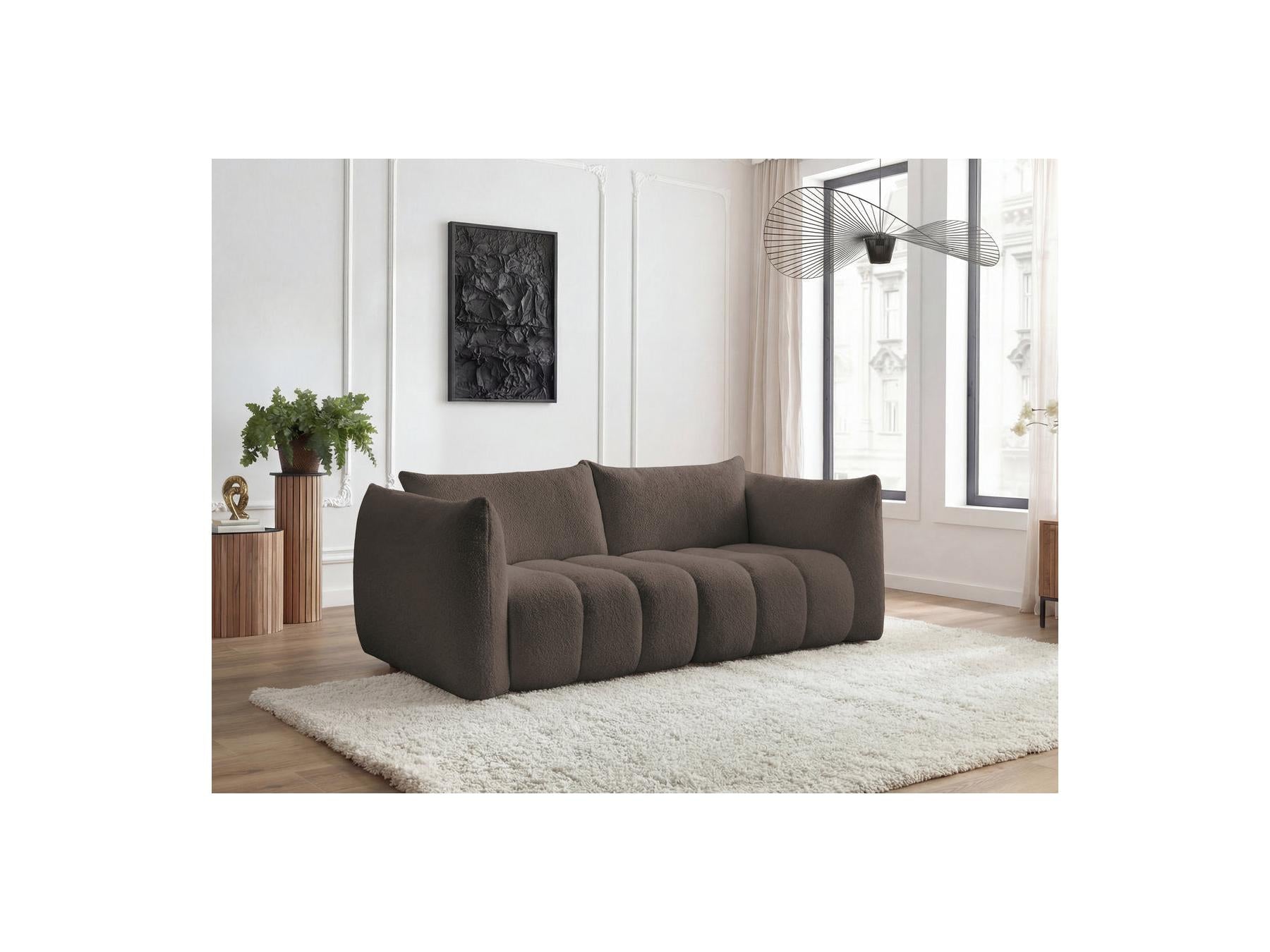 Azra - Fixed Straight 3-Seater Sofa - Bouclé Fabric