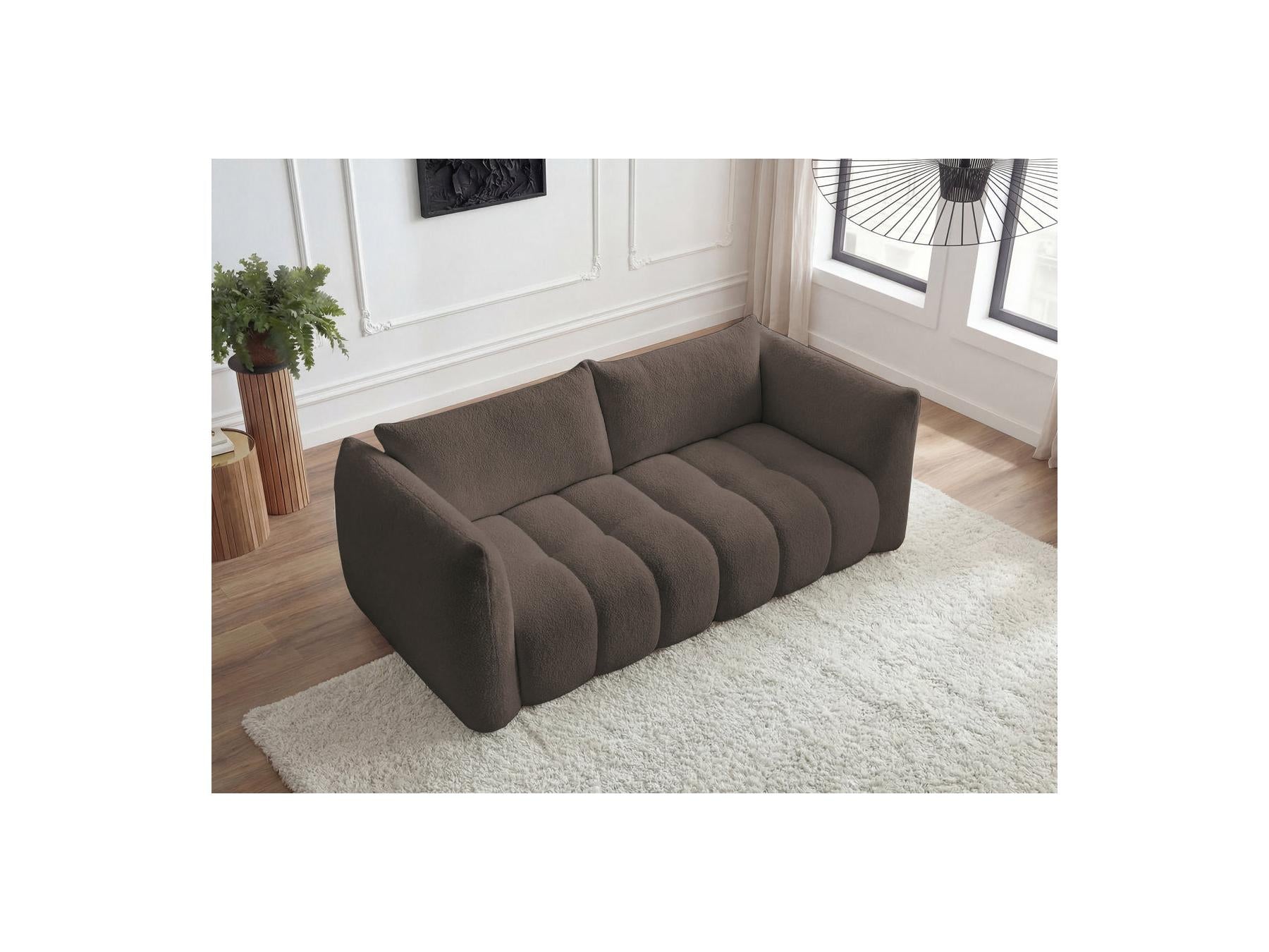 Azra - Fixed Straight 3-Seater Sofa - Bouclé Fabric