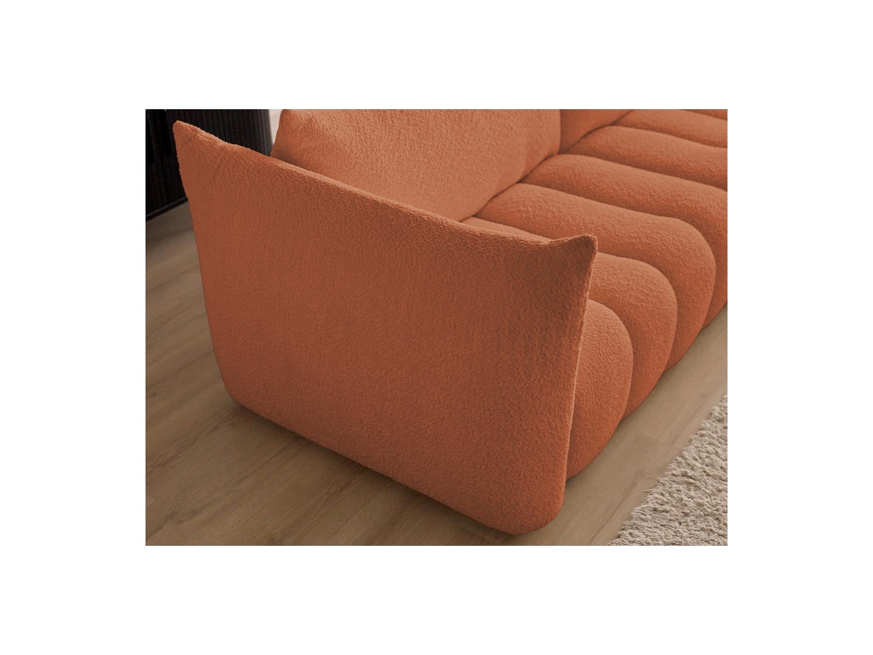 Azra - Fixed Straight 3-Seater Sofa - Bouclé Fabric