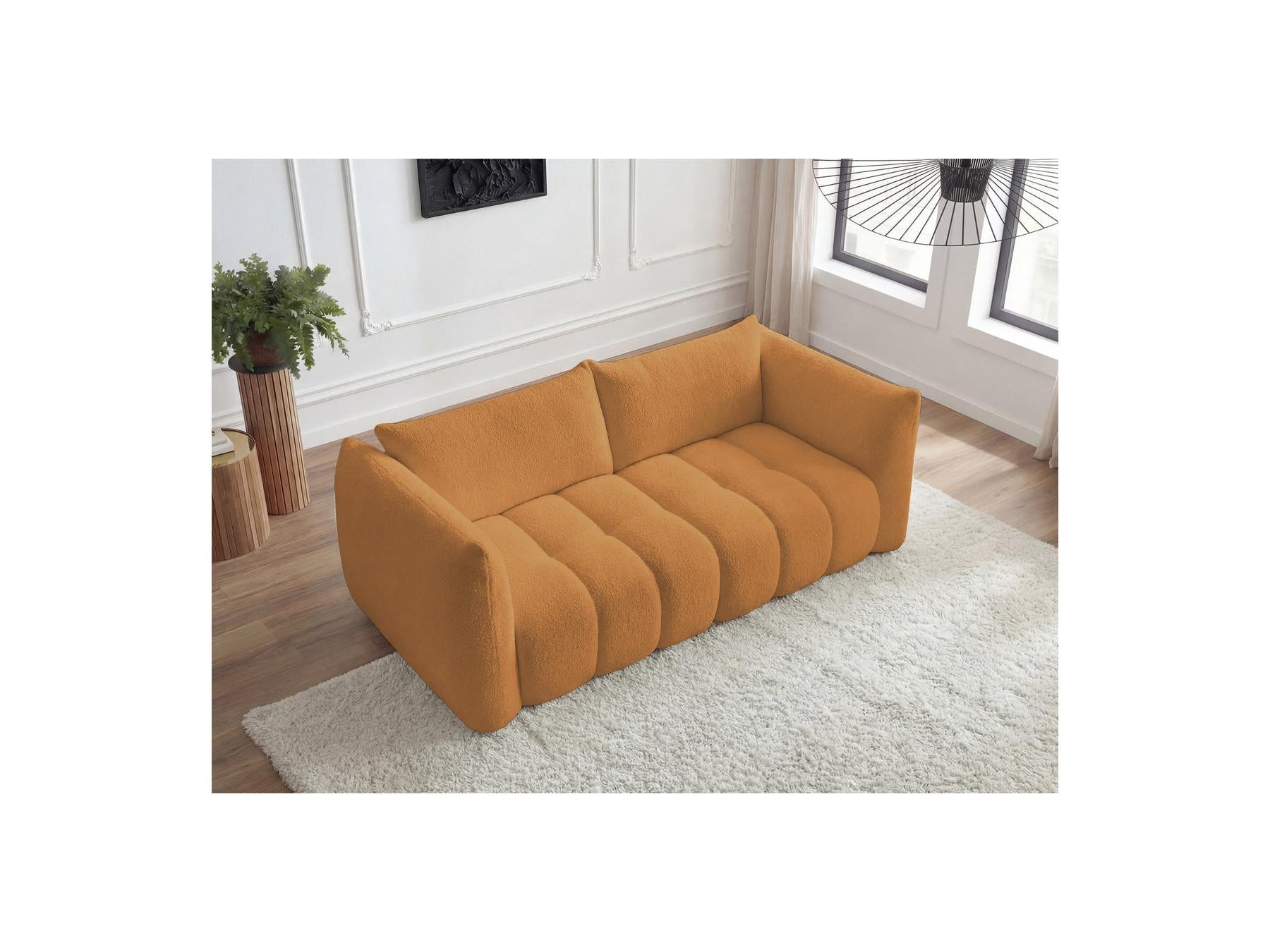 Azra - Fixed Straight 3-Seater Sofa - Bouclé Fabric
