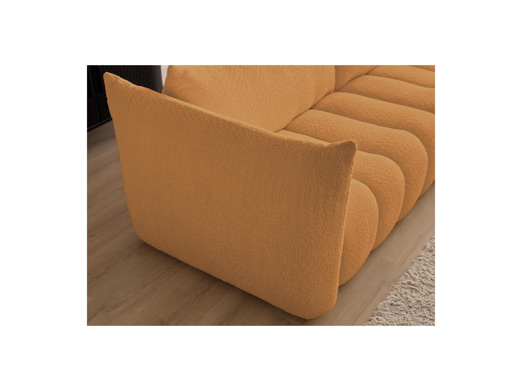 Azra - Fixed Straight 3-Seater Sofa - Bouclé Fabric