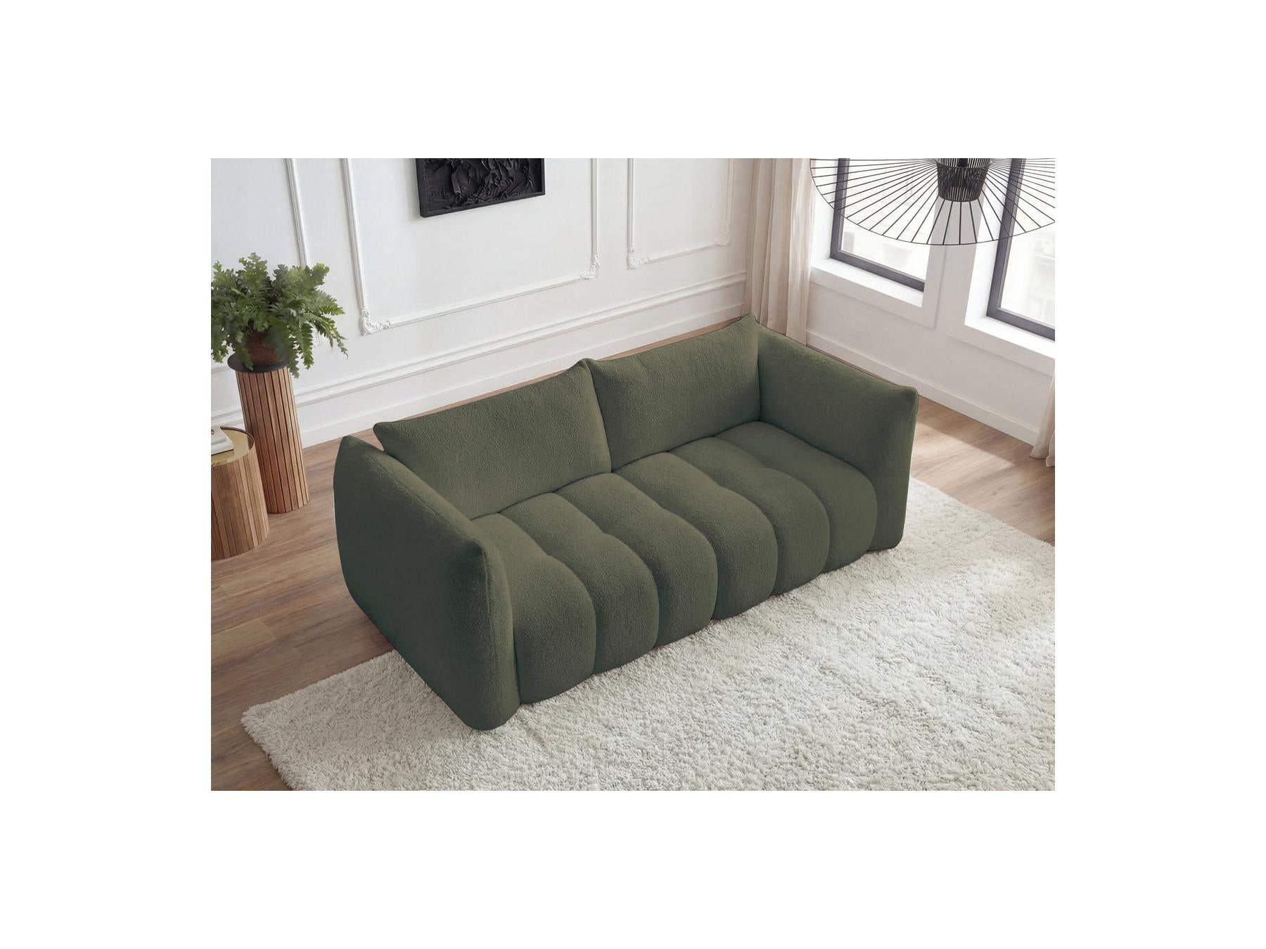 Azra - Fixed Straight 3-Seater Sofa - Bouclé Fabric