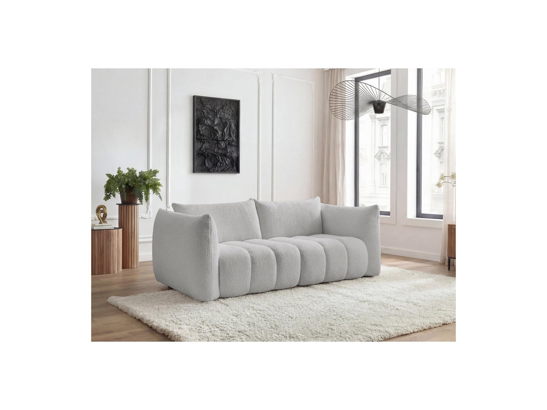 Azra - Fixed Straight 3-Seater Sofa - Bouclé Fabric