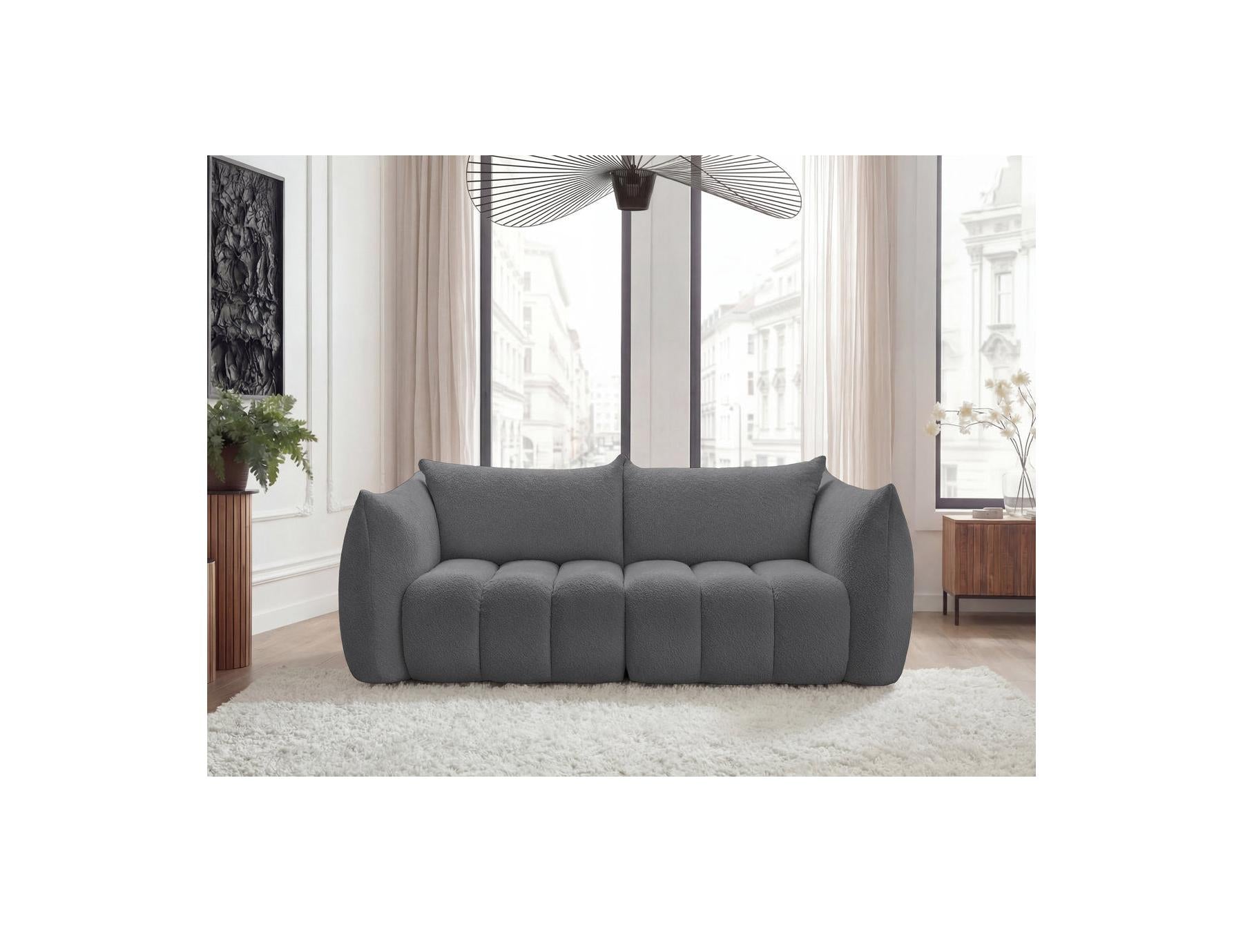 Azra - Fixed Straight 3-Seater Sofa - Bouclé Fabric