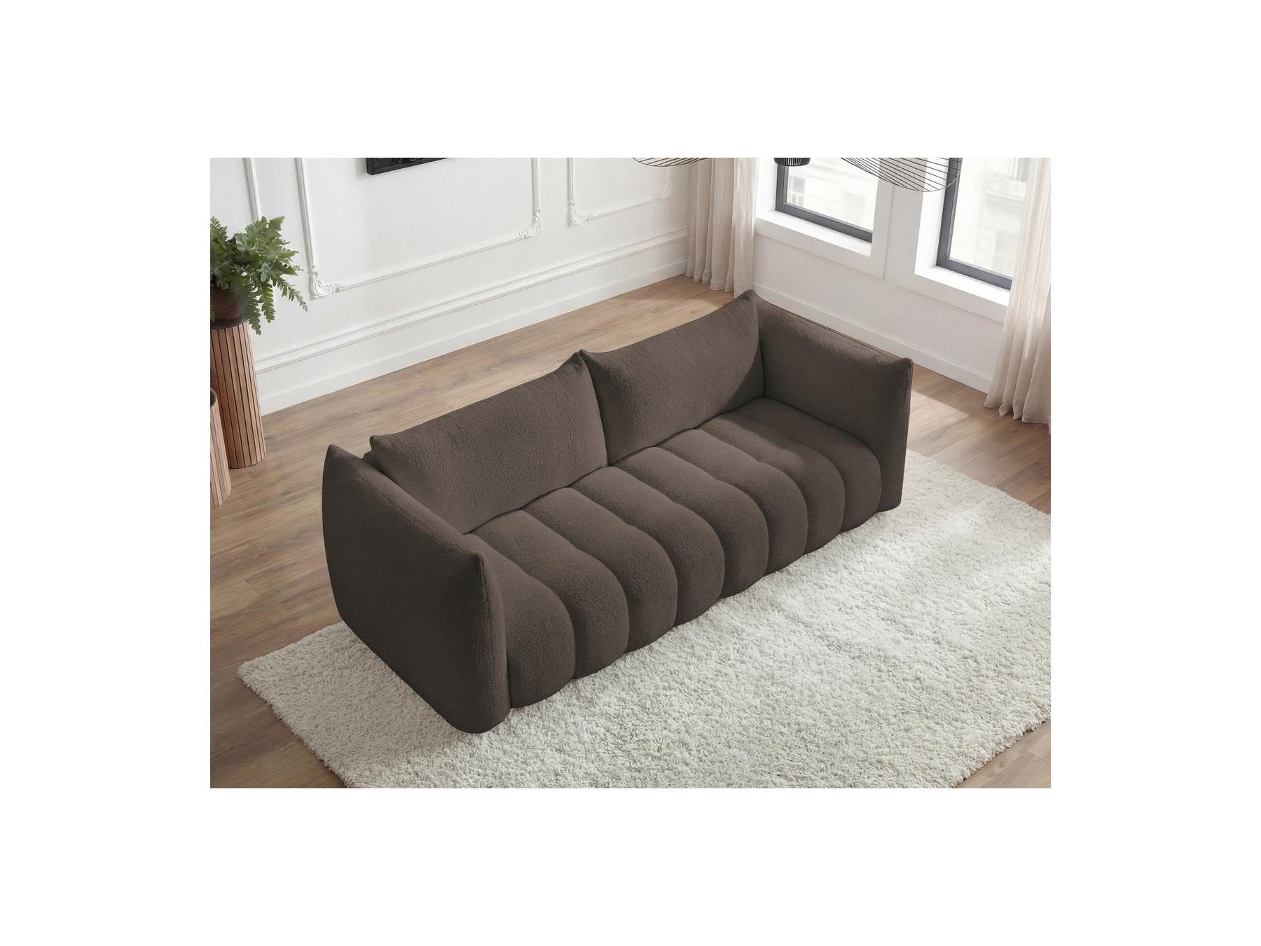 Azra - Fixed Straight 4-Seater Sofa - Bouclé Fabric