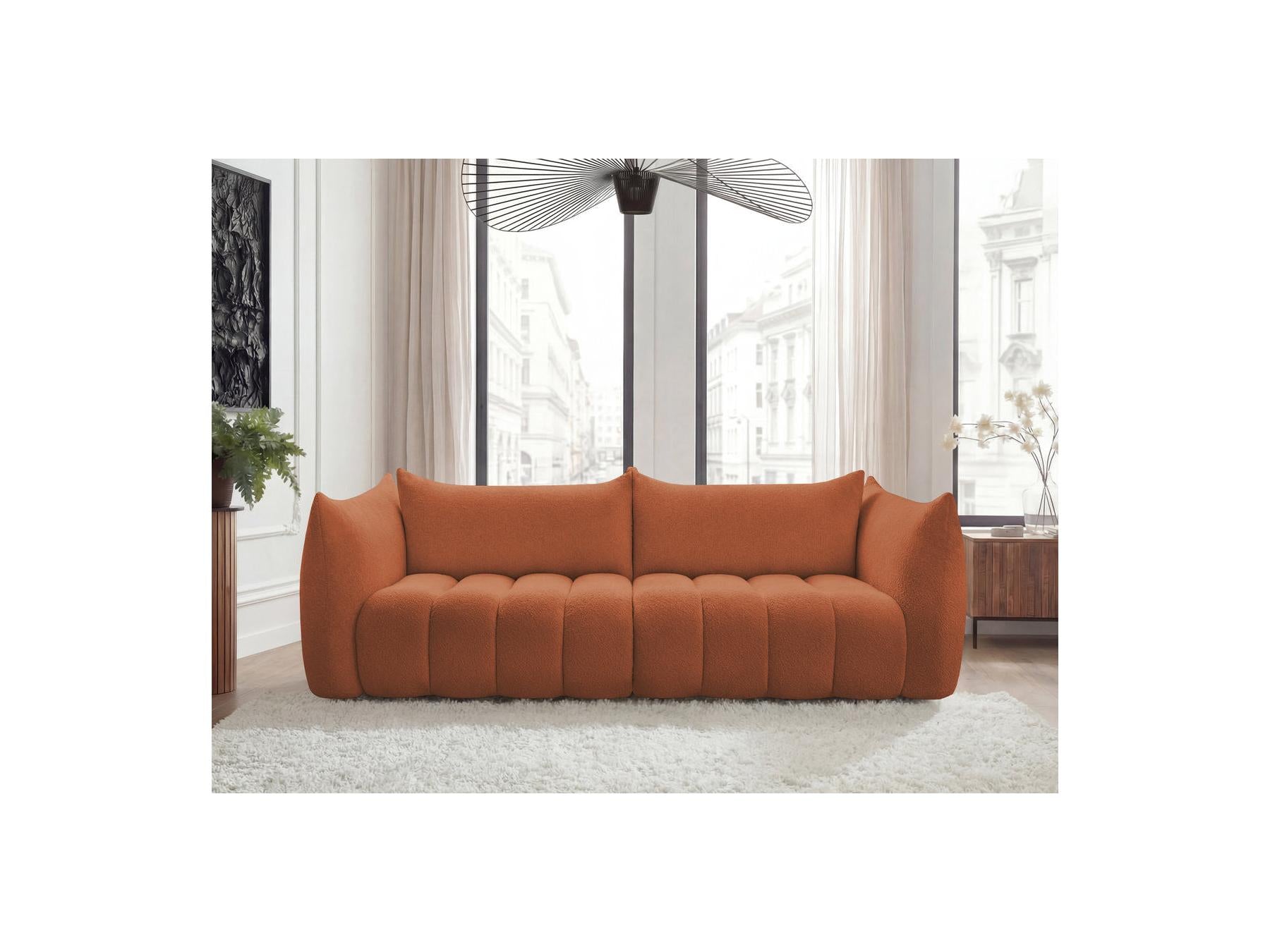 Azra - Fixed Straight 4-Seater Sofa - Bouclé Fabric