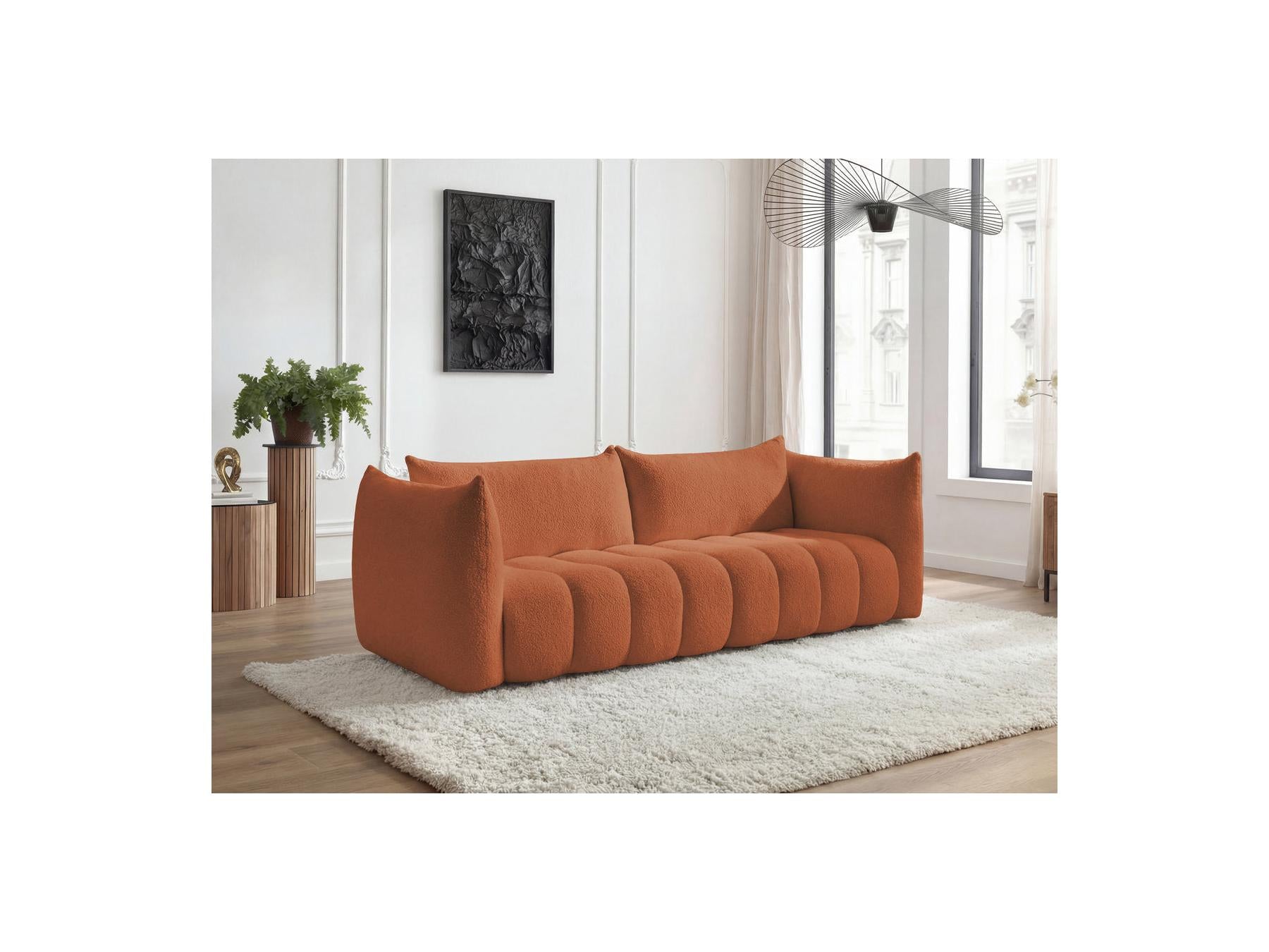 Azra - Fixed Straight 4-Seater Sofa - Bouclé Fabric