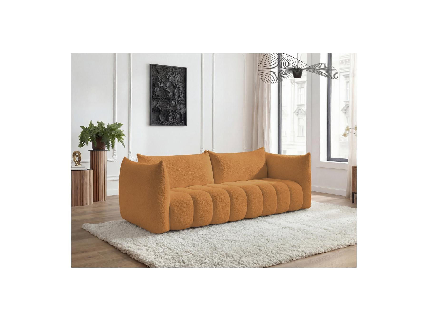 Azra - Fixed Straight 4-Seater Sofa - Bouclé Fabric