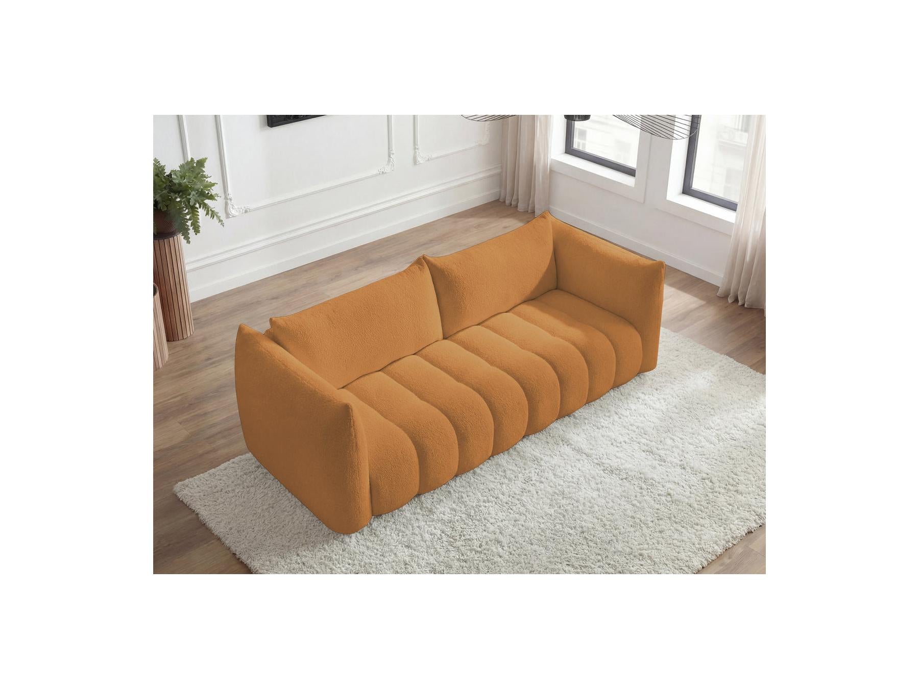 Azra - Fixed Straight 4-Seater Sofa - Bouclé Fabric