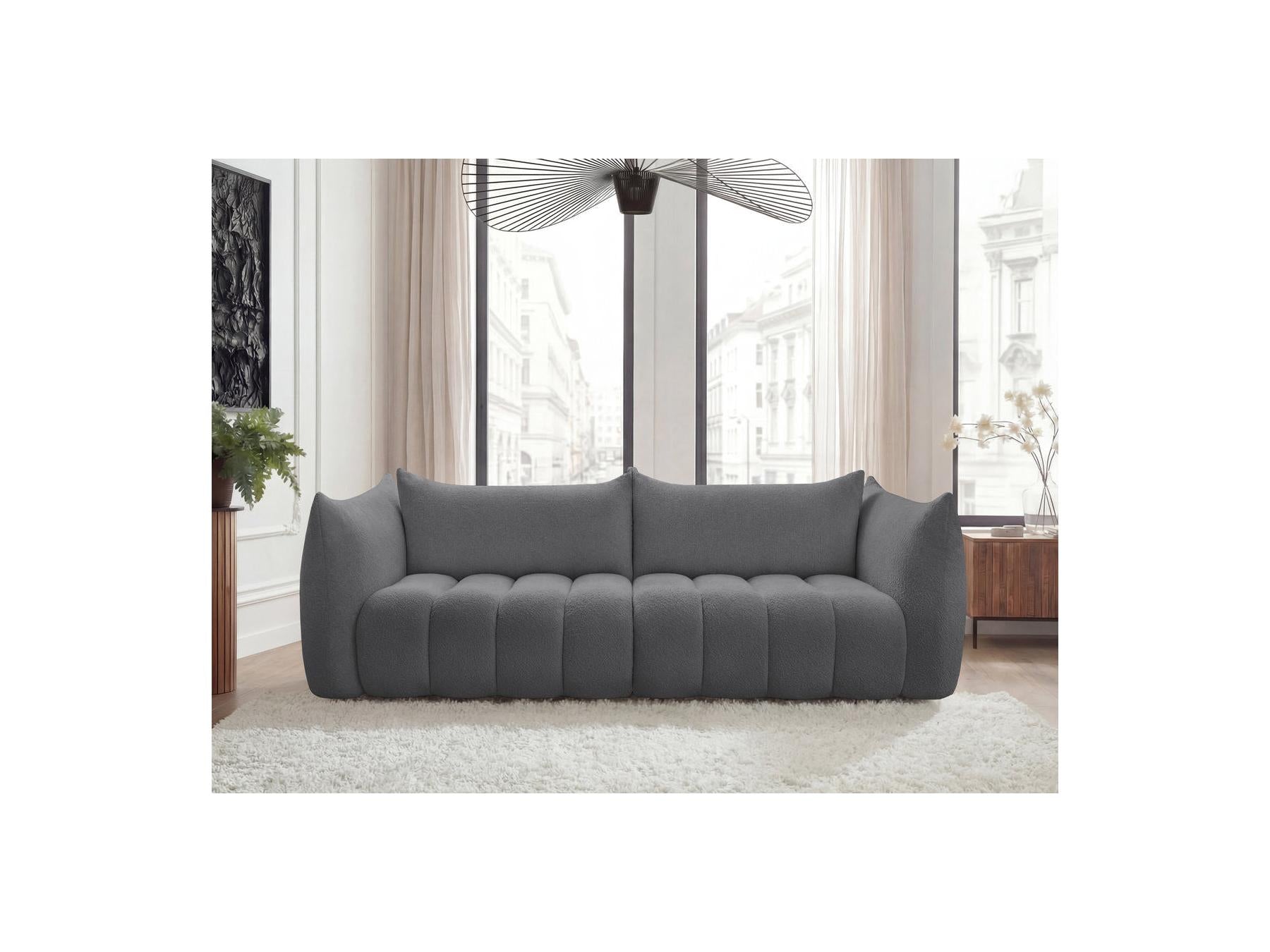 Azra - Fixed Straight 4-Seater Sofa - Bouclé Fabric