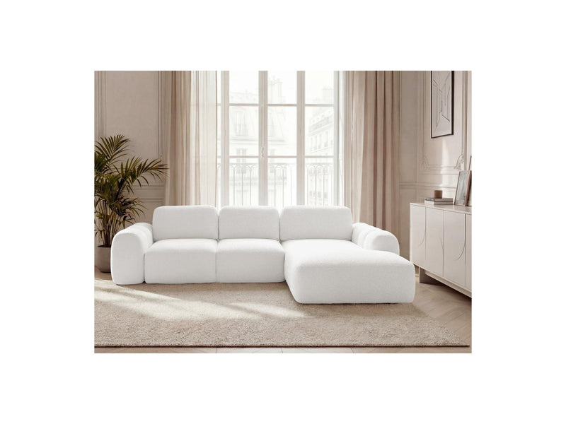 Montaigne - Convertible Corner Sofa with Large Chaise Lounge - Bouclette Fabric - Right Angle