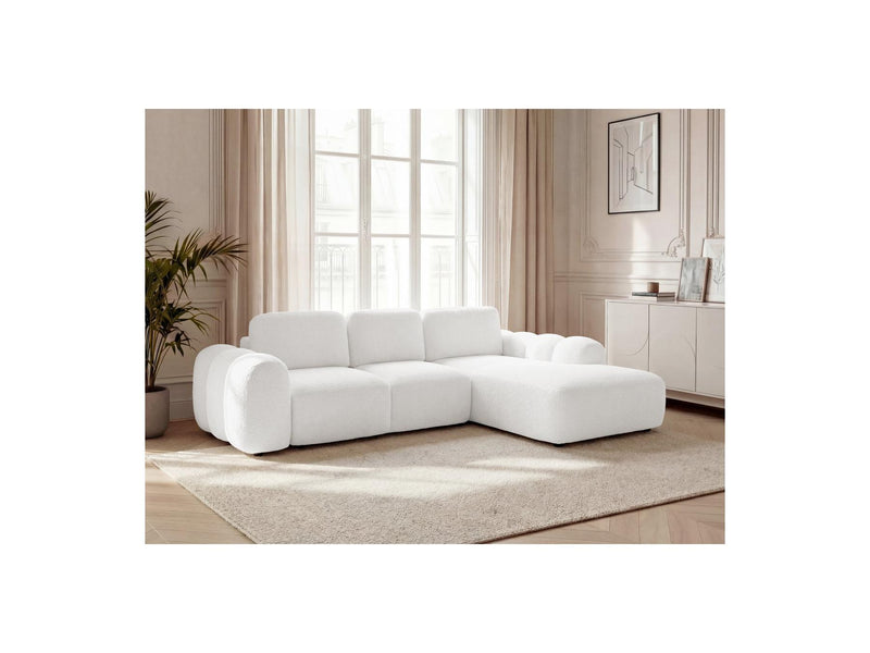 Montaigne - Convertible Corner Sofa with Large Chaise Lounge - Bouclette Fabric - Right Angle