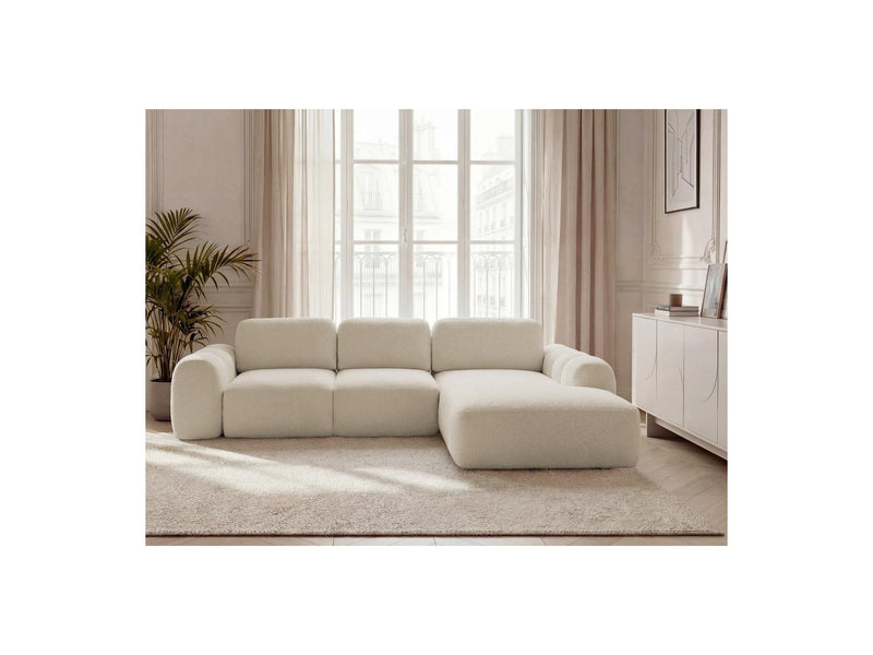 Montaigne - Convertible Corner Sofa with Large Chaise Lounge - Bouclette Fabric - Right Angle