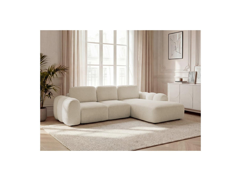 Montaigne - Convertible Corner Sofa with Large Chaise Lounge - Bouclette Fabric - Right Angle