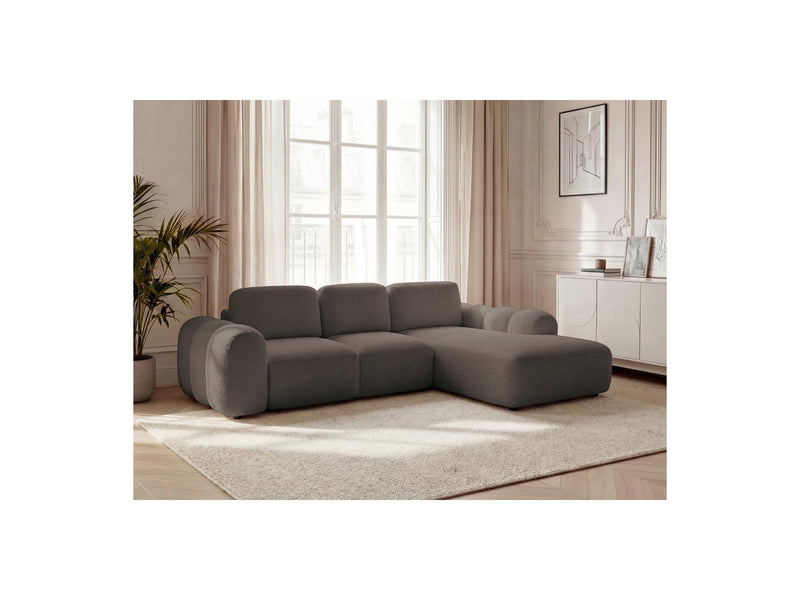Montaigne - Convertible Corner Sofa with Large Chaise Lounge - Bouclette Fabric - Right Angle
