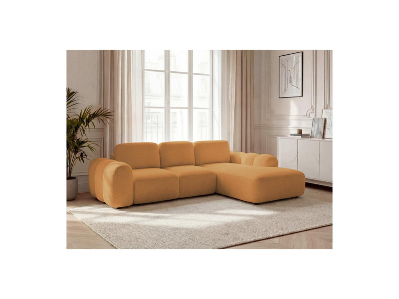 Montaigne - Convertible Corner Sofa with Large Chaise Lounge - Bouclette Fabric - Right Angle