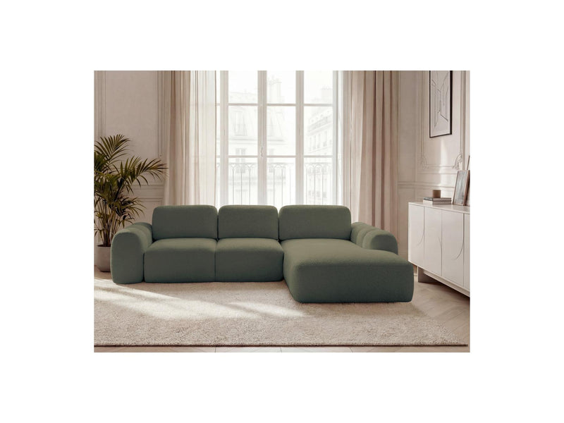Montaigne - Convertible Corner Sofa with Large Chaise Lounge - Bouclette Fabric - Right Angle