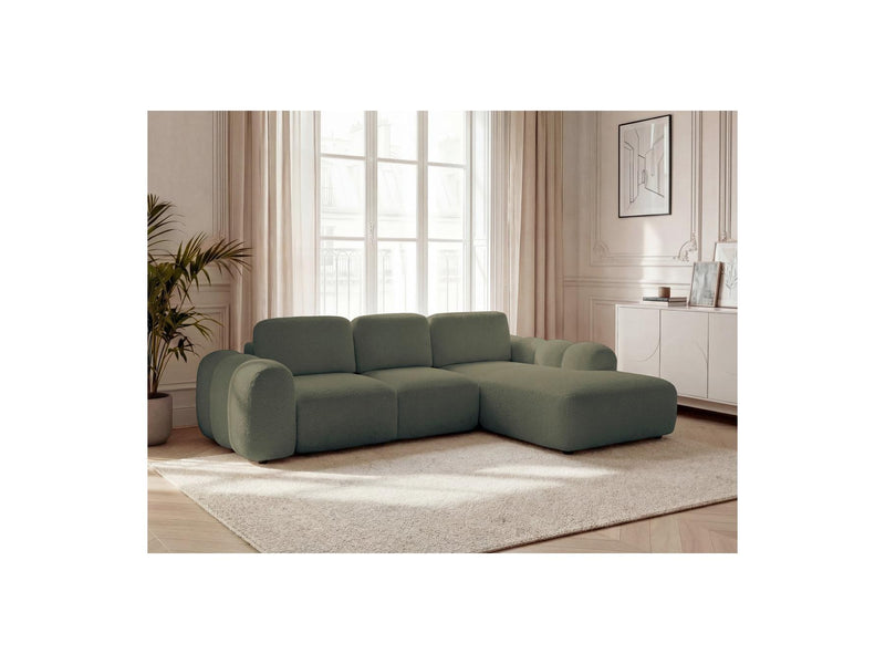 Montaigne - Convertible Corner Sofa with Large Chaise Lounge - Bouclette Fabric - Right Angle