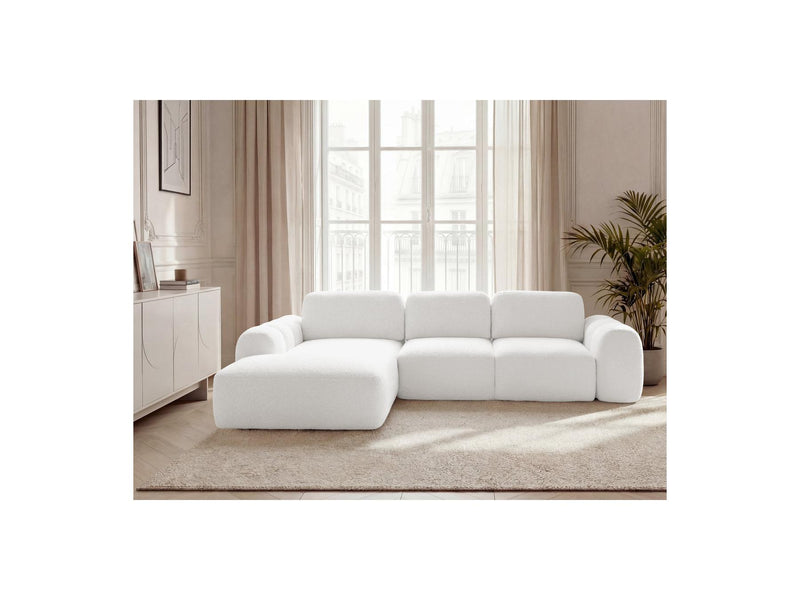 Montaigne - Convertible Corner Sofa with Large Chaise Lounge - Bouclette Fabric - Left Corner