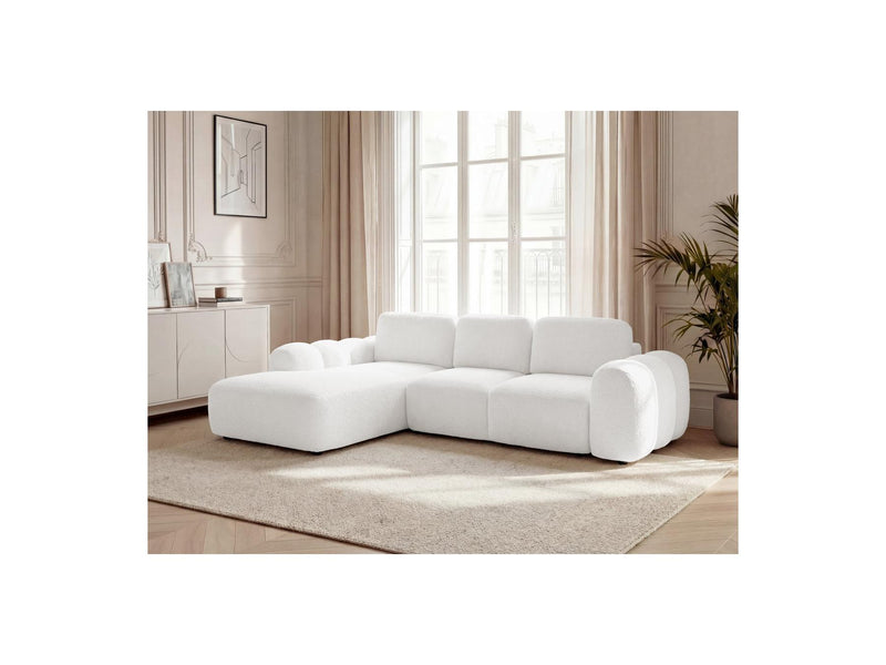 Montaigne - Convertible Corner Sofa with Large Chaise Lounge - Bouclette Fabric - Left Corner