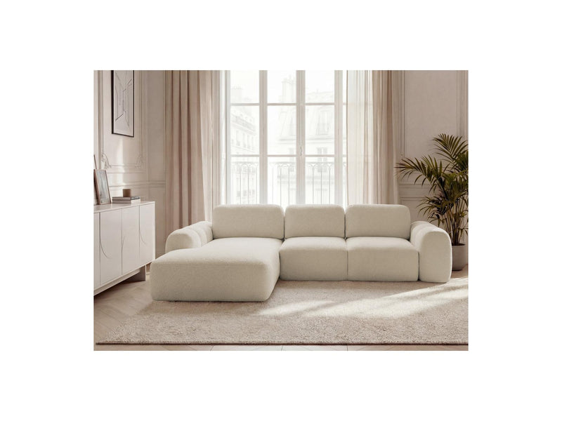 Montaigne - Convertible Corner Sofa with Large Chaise Lounge - Bouclette Fabric - Left Corner