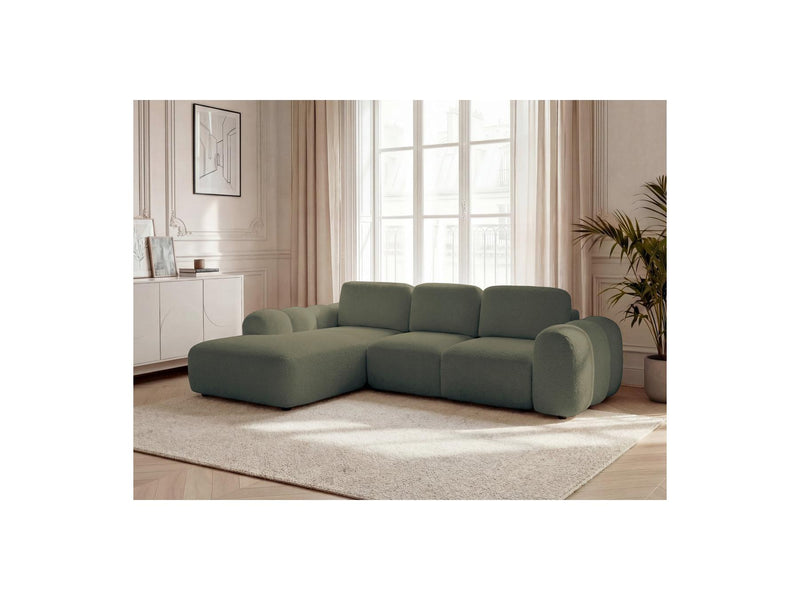 Montaigne - Convertible Corner Sofa with Large Chaise Lounge - Bouclette Fabric - Left Corner
