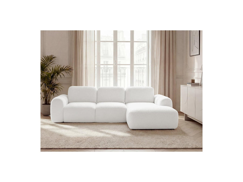 Montaigne - Canapé D'Angle Convertible Coffre - Tissu Bouclette - Angle Droit