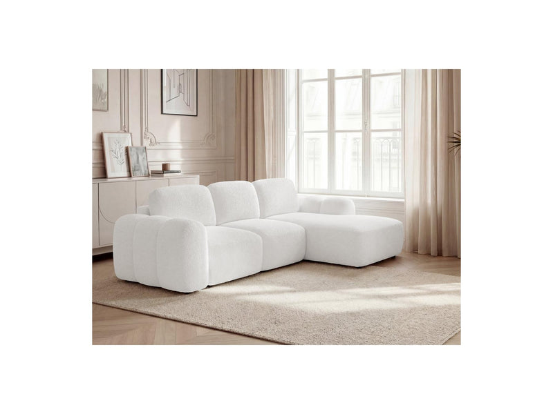 Montaigne - Canapé D'Angle Convertible Coffre - Tissu Bouclette - Angle Droit