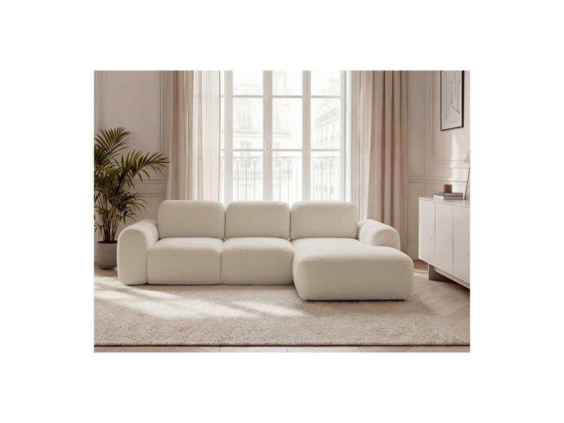 Montaigne - Canapé D'Angle Convertible Coffre - Tissu Bouclette - Angle Droit