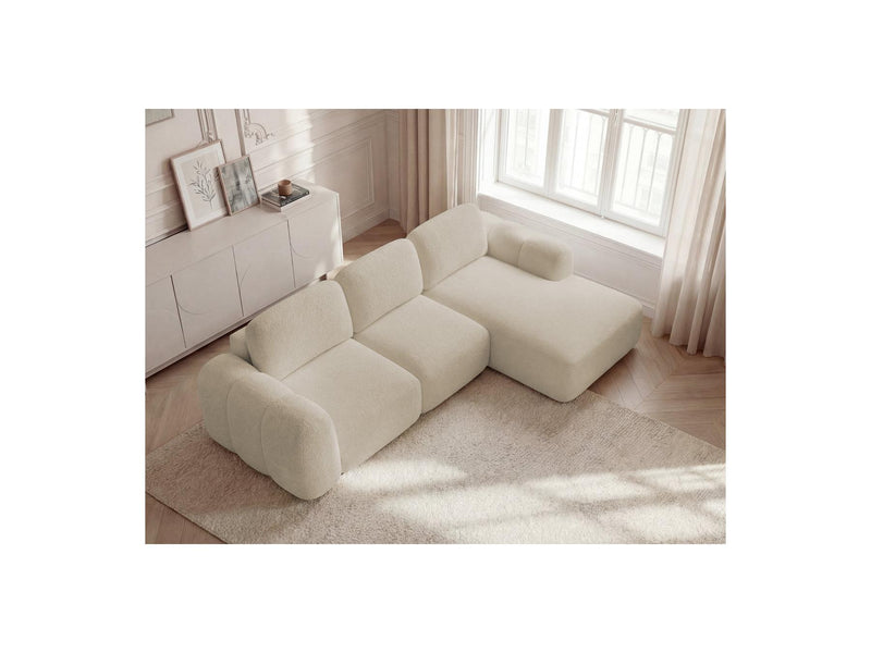 Montaigne - Canapé D'Angle Convertible Coffre - Tissu Bouclette - Angle Droit