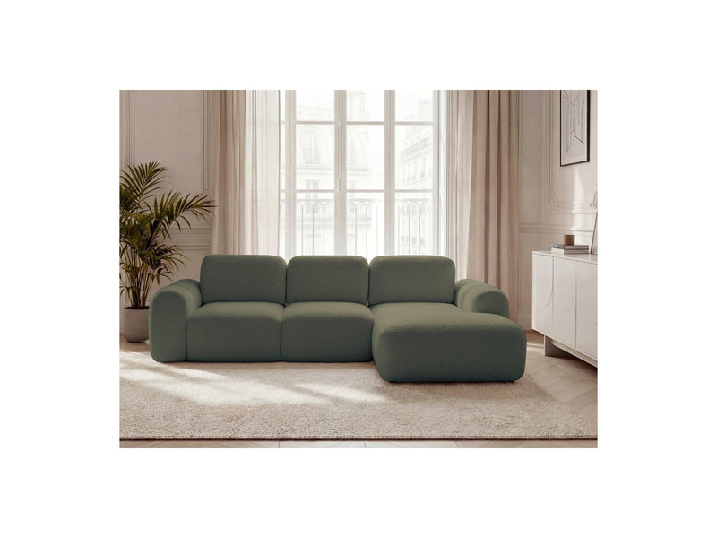 Montaigne - Canapé D'Angle Convertible Coffre - Tissu Bouclette - Angle Droit