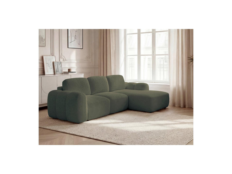 Montaigne - Canapé D'Angle Convertible Coffre - Tissu Bouclette - Angle Droit