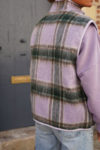 Léa Lilac Check Sleeveless Jacket