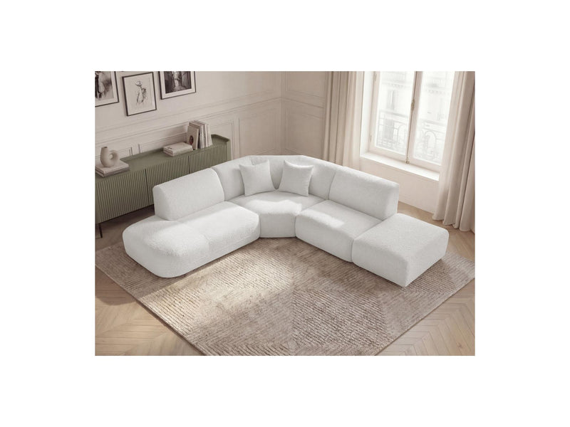 Anda - Canapé D'Angle L Fixe Modulable - Tissu Chenille - Angle Gauche