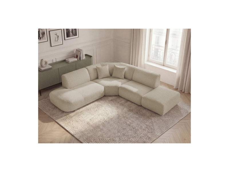 Anda - Canapé D'Angle L Fixe Modulable - Tissu Chenille - Angle Gauche