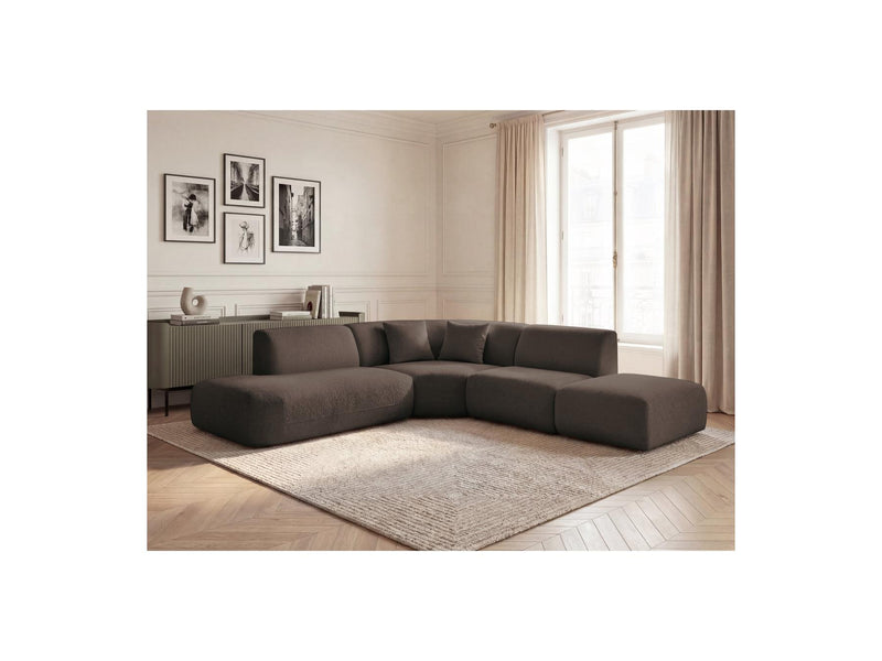 Anda - Canapé D'Angle L Fixe Modulable - Tissu Chenille - Angle Gauche