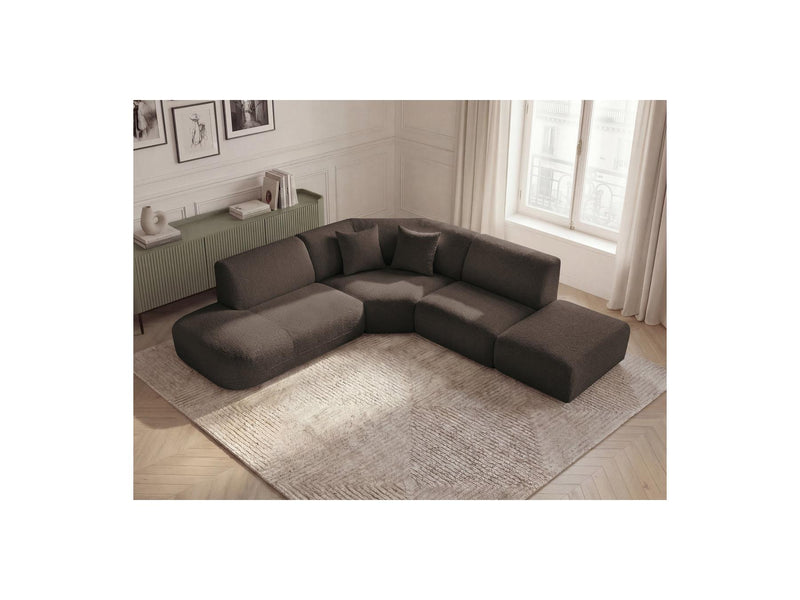 Anda - Canapé D'Angle L Fixe Modulable - Tissu Chenille - Angle Gauche