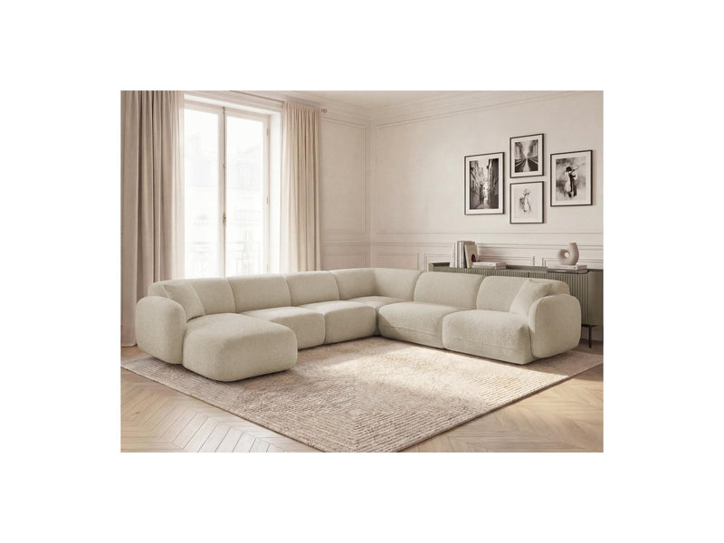 Anda - Modular Fixed Panoramic Sofa - With 1 Chaise Lounge, 2 Low Chairs and 1 Small Corner - Right Angle