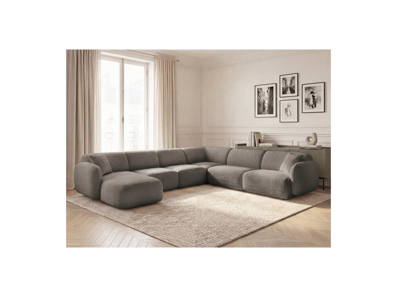 Anda - Modular Fixed Panoramic Sofa - With 1 Chaise Lounge, 2 Low Chairs and 1 Small Corner - Right Angle