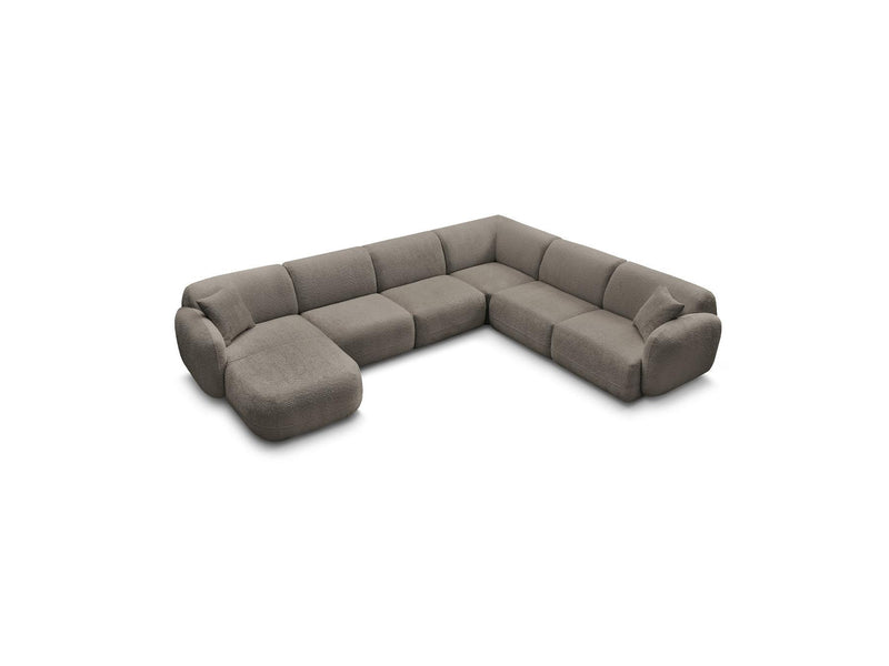 Anda - Modular Fixed Panoramic Sofa - With 1 Chaise Lounge, 2 Low Chairs and 1 Small Corner - Right Angle